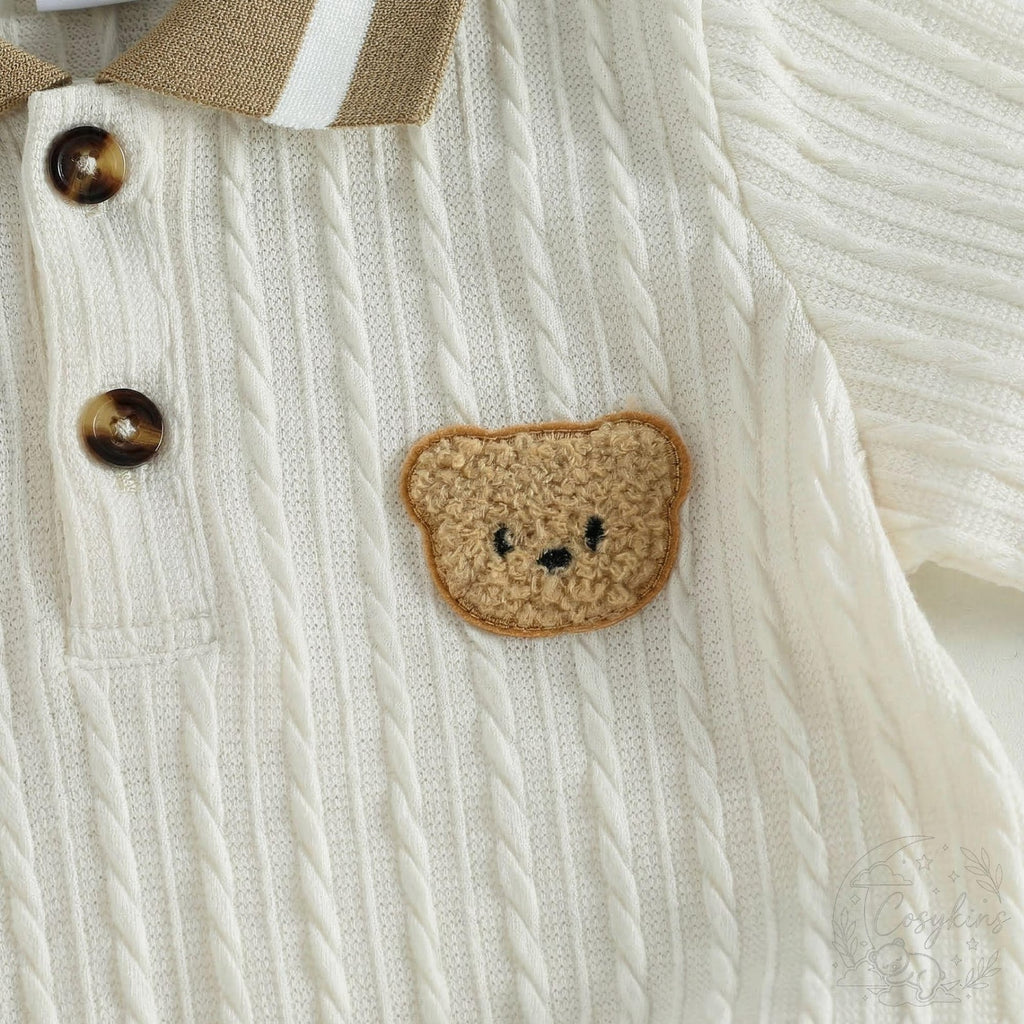 Nesta Baby Premium Artisan Bear Romper - Faux Two-Piece Casual Baby Jumpsuit