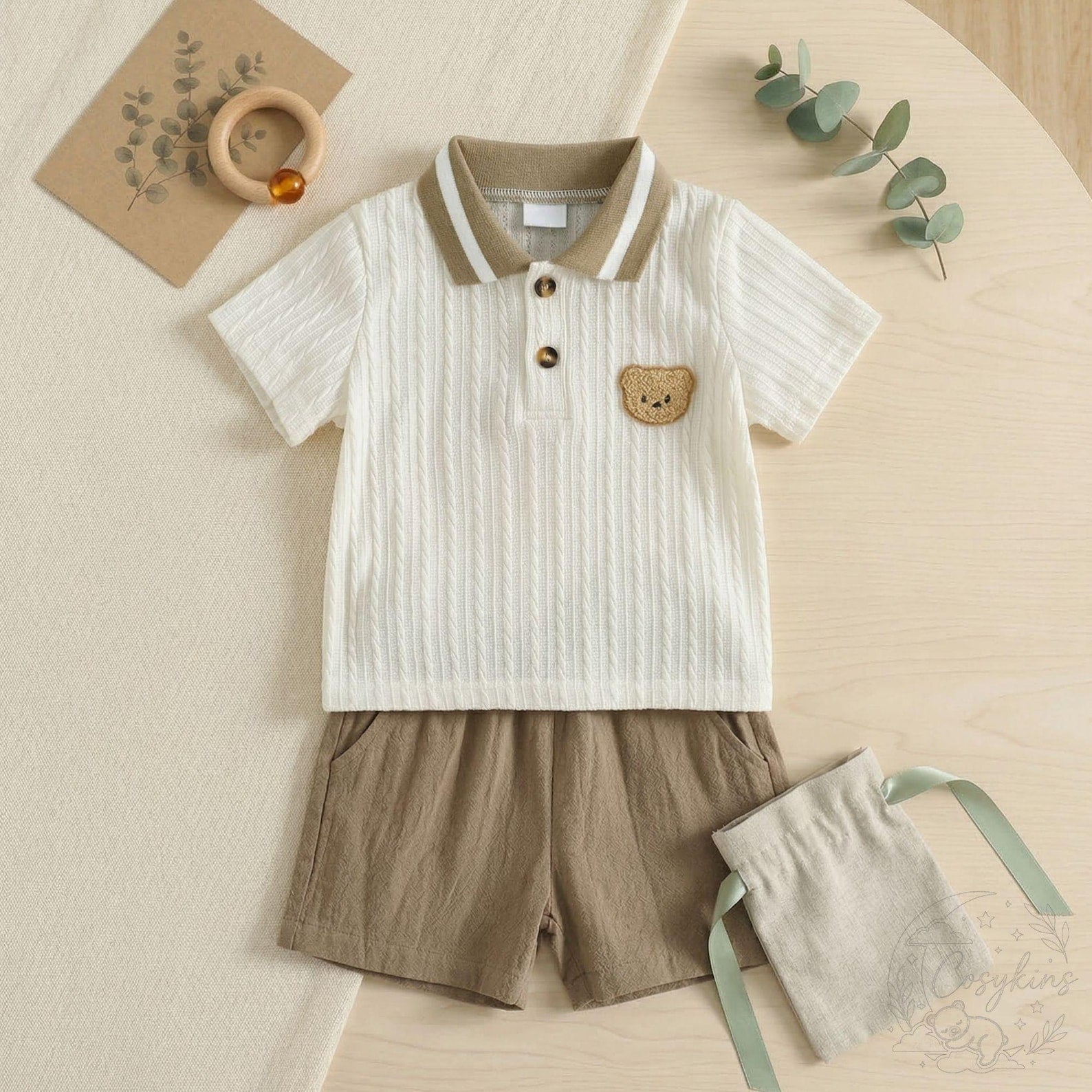 Nesta Baby Premium Artisan Bear Romper - Faux Two-Piece Casual Baby Jumpsuit