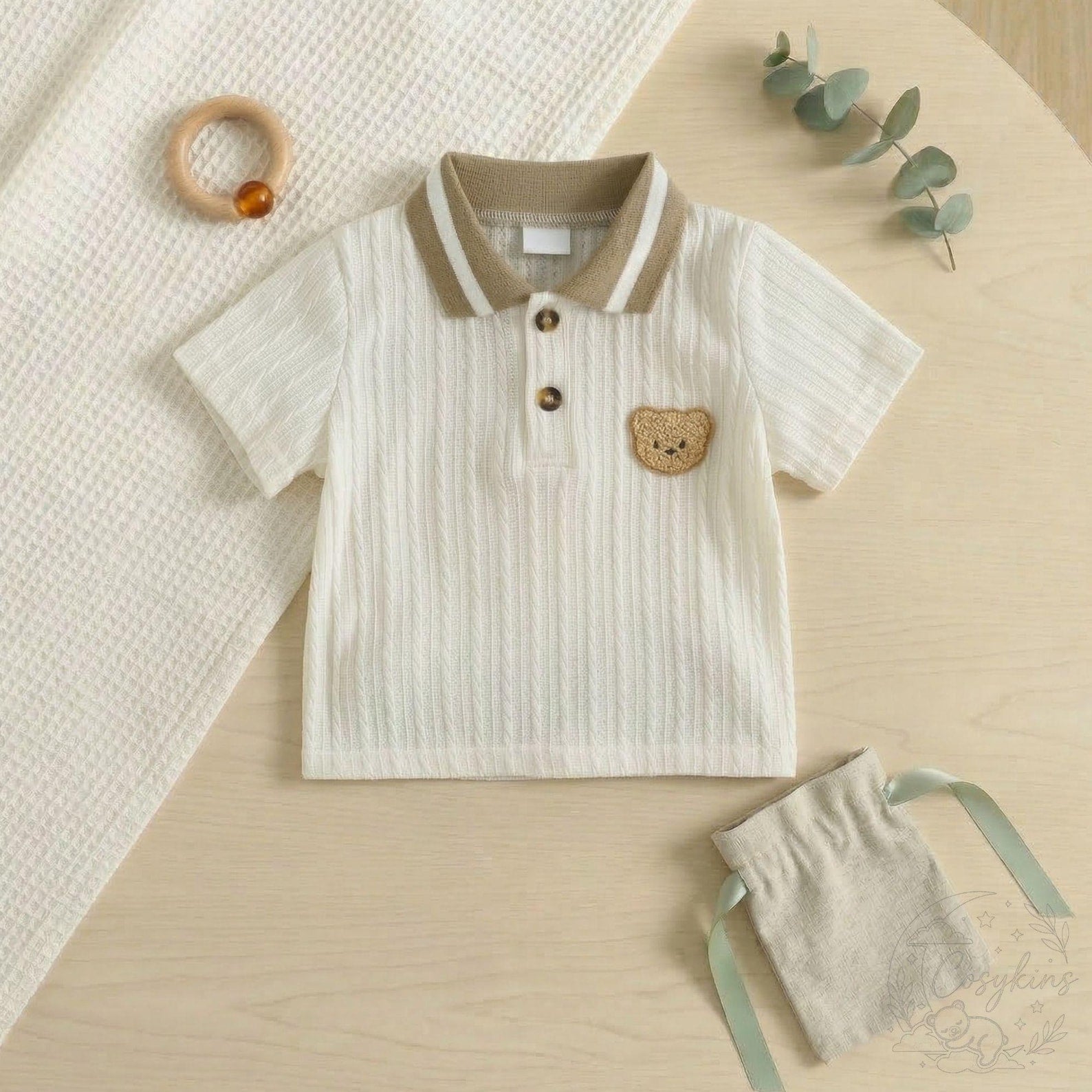 Nesta Baby Premium Artisan Bear Romper - Faux Two-Piece Casual Baby Jumpsuit