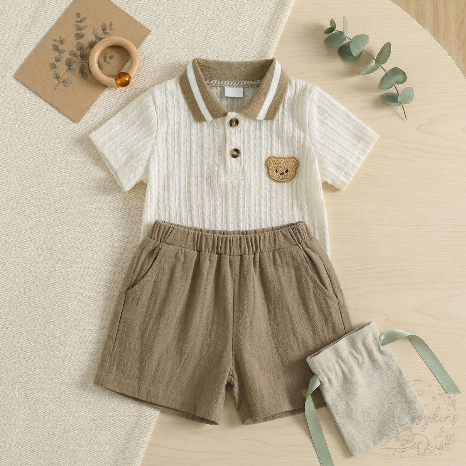 Nesta Baby Premium Artisan Bear Romper - Faux Two-Piece Casual Baby Jumpsuit