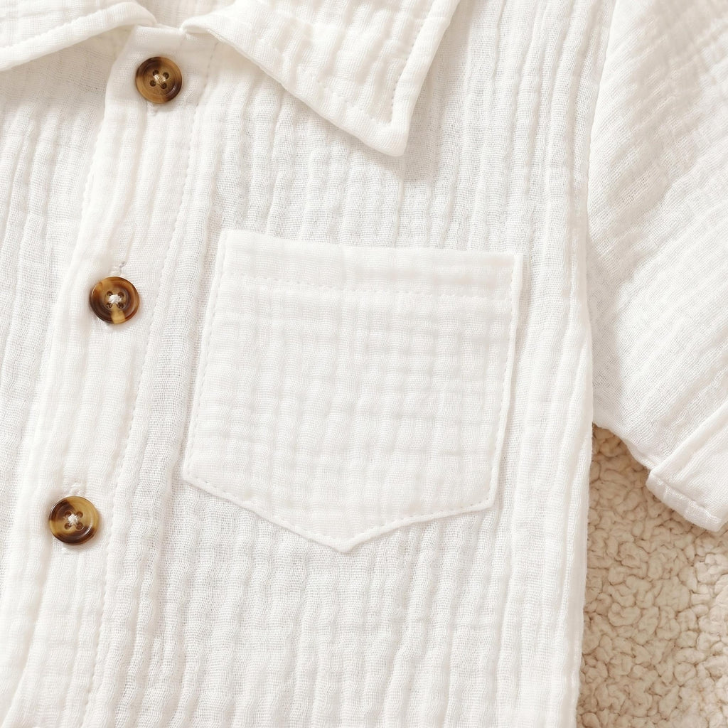 Nesta Baby Premium Muslin Cotton Summer Set - 2-Piece Collared Shirt & Shorts Outfit