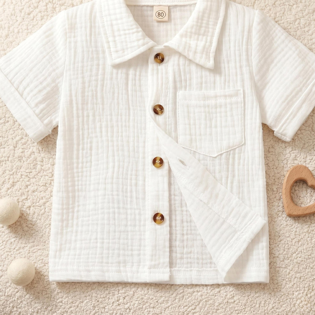 Nesta Baby Premium Muslin Cotton Summer Set - 2-Piece Collared Shirt & Shorts Outfit
