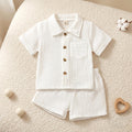 Nesta Baby Premium Muslin Cotton Summer Set - 2-Piece Collared Shirt & Shorts Outfit