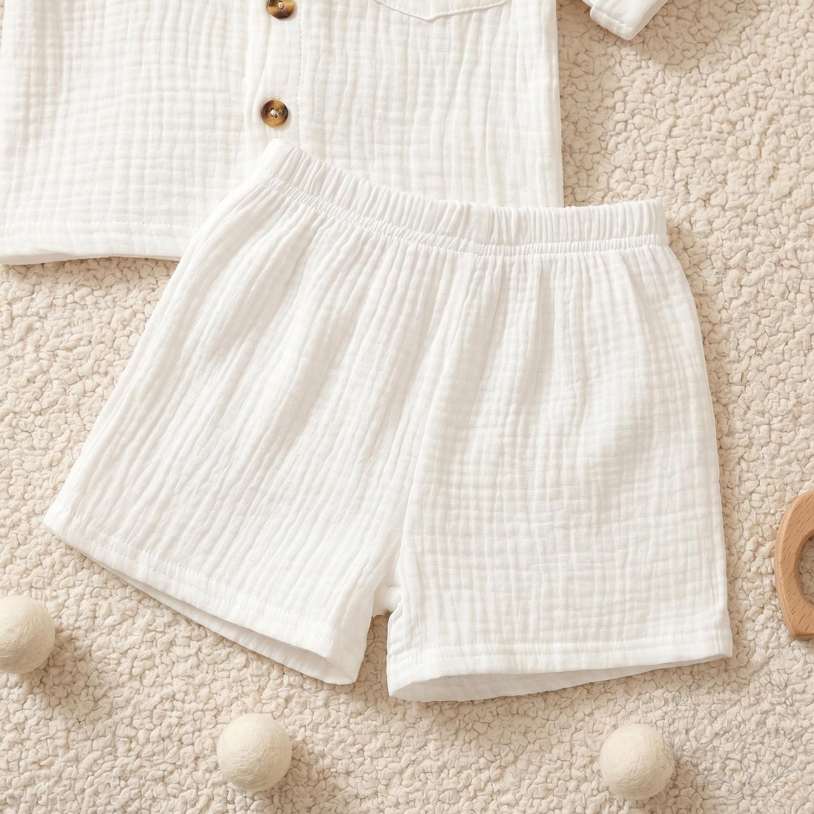 Nesta Baby Premium Muslin Cotton Summer Set - 2-Piece Collared Shirt & Shorts Outfit