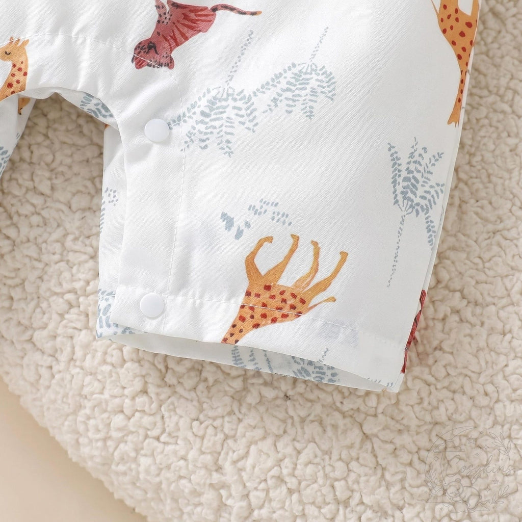 Nesta Baby Premium Summer Safari Romper & Matching Bucket Hat Set - 2-Piece Baby Jumpsuit