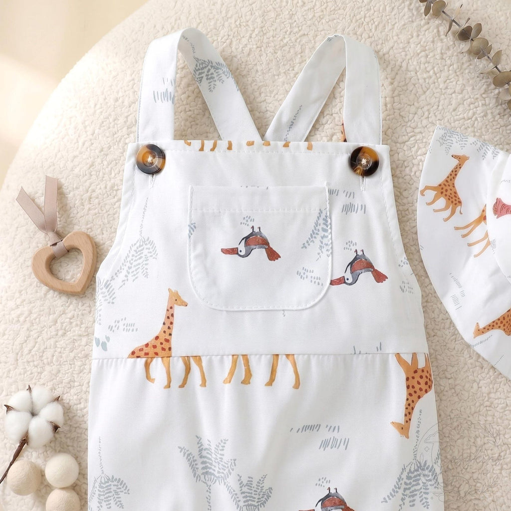 Nesta Baby Premium Summer Safari Romper & Matching Bucket Hat Set - 2-Piece Baby Jumpsuit